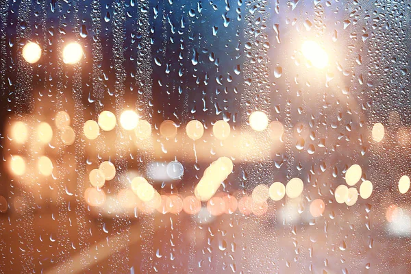 Gocce Vetro Auto Strada Pioggia Autunno Notte Astratto Autunno Sfondo — Foto Stock