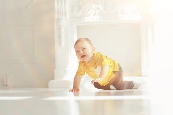 Cheerful Healthy Baby Smiling Portrait Small Child Boy Little Son — Stock Photo, Image