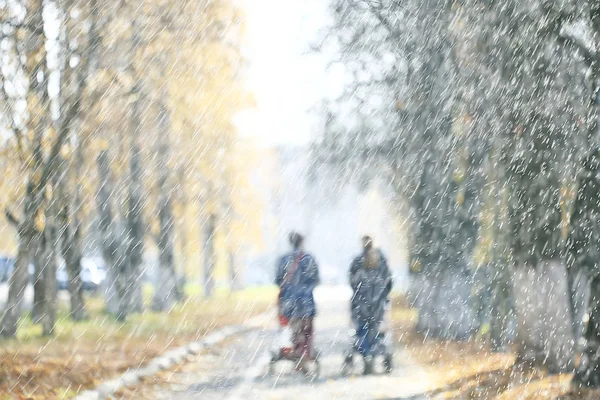 秋の雨の背景が落ちる 雨天の抽象的な秋の風景 公園の季節の風景 — ストック写真