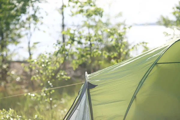 Tourist Tent Binnen Zomer Bos Zomer Vakantie Het Bos Tent — Stockfoto
