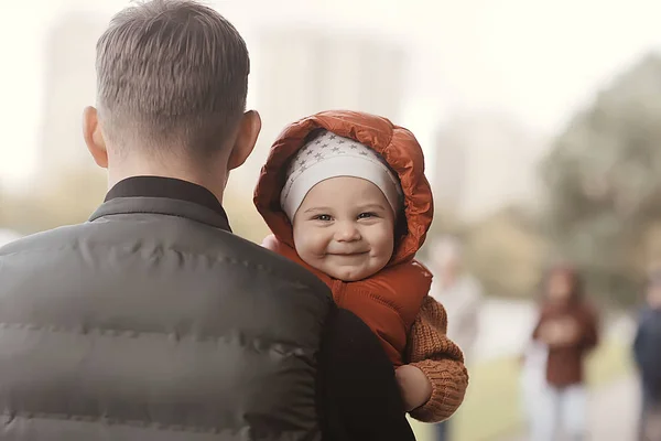 Baby Dad His Shoulders Family Care Fatherhood Dad Son Family — Stock Photo, Image