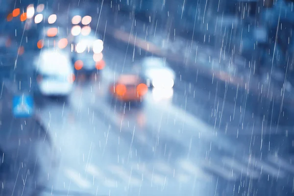 Chuva Estrada Engarrafamento Abstrato Fundo Gotas Chuva Cidade Estrada Carros — Fotografia de Stock