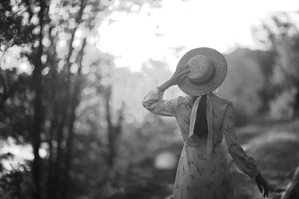 Photo Vintage Une Fille Sépia Portrait Noir Blanc Une Belle — Photo