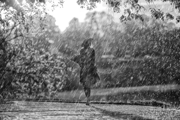 Summer Rain Romance Girl Happiness Weather Rain Summer Mood Happy — Stock Photo, Image