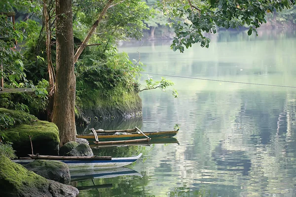 Краєвид Озері Філіппінські Острови Тропічне Вулканічне Озеро Плаваючим Будинком — стокове фото