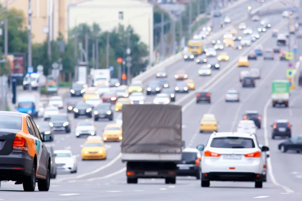 Dag Trafikera Trafikerar Stoppet Staden Motorvägen Bilar Transport Begreppet Staden — Stockfoto