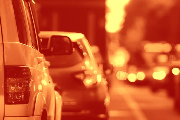 Ciudad Abstracta Borrosa Coche Bokeh Luces Fondo Ciudad Nocturna Atascos —  Fotos de Stock