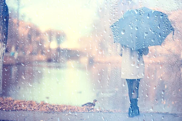 Капли Дождя Осенью Модель Погода Дождя Девушка Осенью Взгляд Брызги — стоковое фото