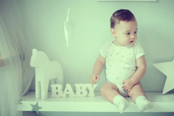 Niño Pequeño Estudio Brillante Niño Pequeño Bebé Hermoso Niño Sano — Foto de Stock