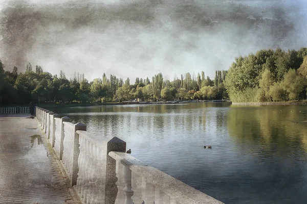 Zomerpark Landschap Seizoensgebonden Uitzicht Groene Bomen Zomer Concept Natuurwandeling Ecologie — Stockfoto