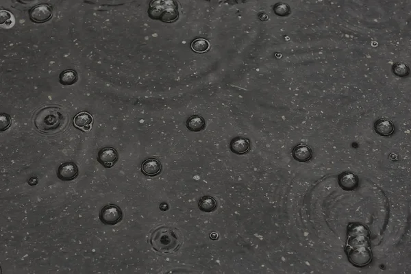 Fundo Poça Chuva Círculos Gotas Uma Poça Textura Com Bolhas — Fotografia de Stock