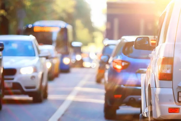 Autók Városban Közúti Zoom Mozgalom Absztrakt Homályos Háttér Városi Közlekedés — Stock Fotó