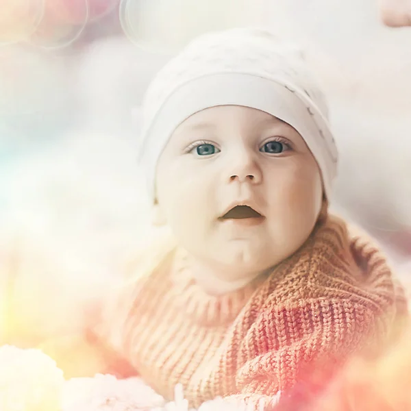 Glad Frisk Bebis Leende Porträtt Ett Litet Barn Pojke Lille — Stockfoto
