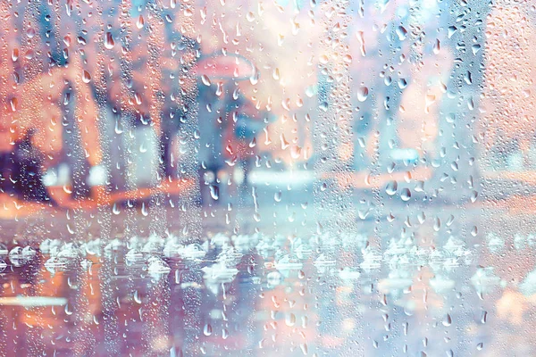 秋のガラス雨風景 抽象的な秋の景色 ガラス — ストック写真