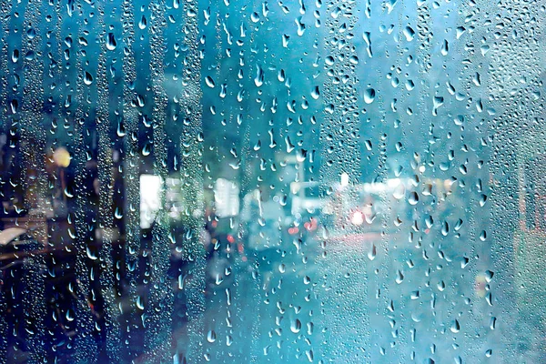 Nyári Eső Nedves Üveg Absztrakt Háttér Táj Egy Esős Napon — Stock Fotó