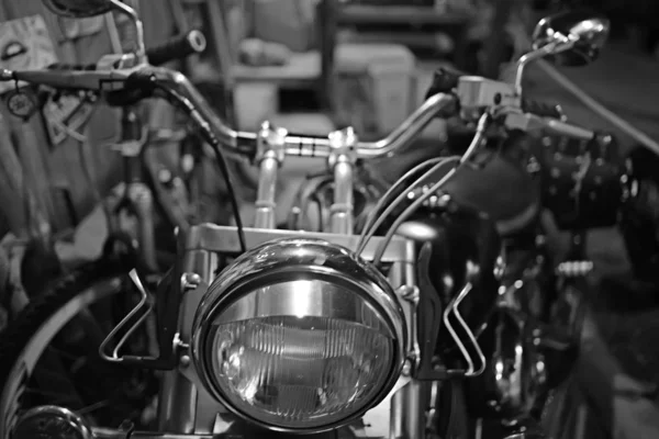 Motorcykel Pannlampa Detalj Vintage Motorcykel Antik Strålkastare Ljus Brutal Transport — Stockfoto