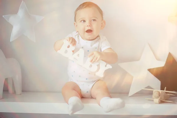 Niño Serio Niño Retrato Niño Pequeño Estudio Cara Niño Pequeño — Foto de Stock