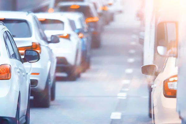 Dag Trafikera Trafikerar Stoppet Staden Motorvägen Bilar Transport Begreppet Staden — Stockfoto