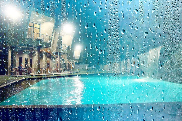 Chuva Verão Vidro Molhado Paisagem Fundo Abstrata Dia Chuvoso Fora — Fotografia de Stock