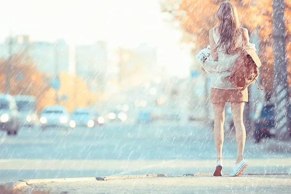 Nyári Eső Romantikus Lány Boldogság Időjárás Eső Nyári Hangulat Boldog — Stock Fotó