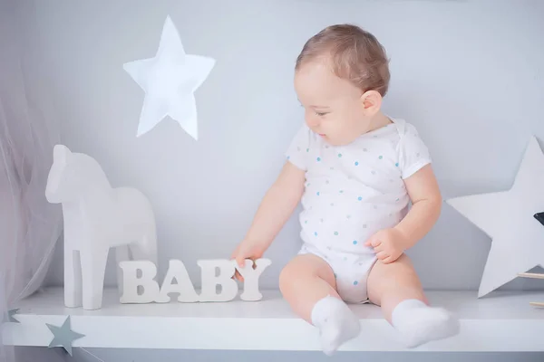 Niño Pequeño Estudio Brillante Niño Pequeño Bebé Hermoso Niño Sano — Foto de Stock