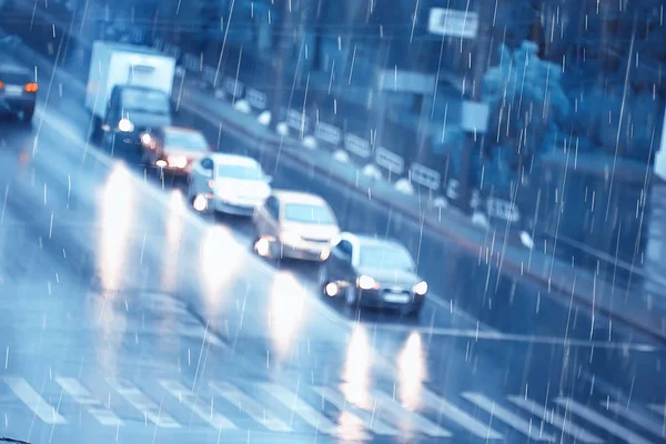 Lluvia Carretera Atasco Abstracto Fondo Gotas Lluvia Ciudad Carretera Coches —  Fotos de Stock