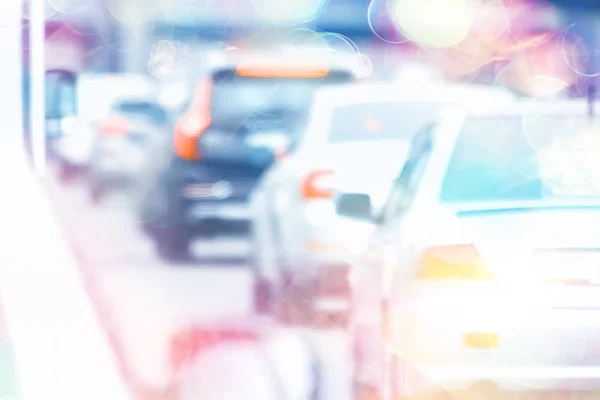 stock image hot summer day on the road landscape in traffic jam / abstract urban view in traffic