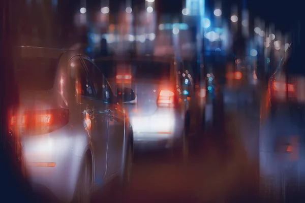 Carros Cidade Estrada Zoom Movimento Abstrato Desfocado Fundo Conceito Transporte — Fotografia de Stock