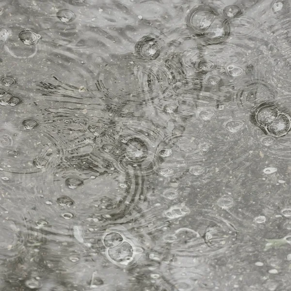 Tło Kałuża Deszcz Kręgi Krople Kałuży Tekstury Bąbelkami Wodzie Jesień — Zdjęcie stockowe