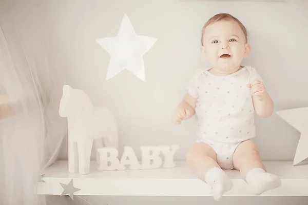 Niño Pequeño Estudio Brillante Niño Pequeño Bebé Hermoso Niño Sano — Foto de Stock