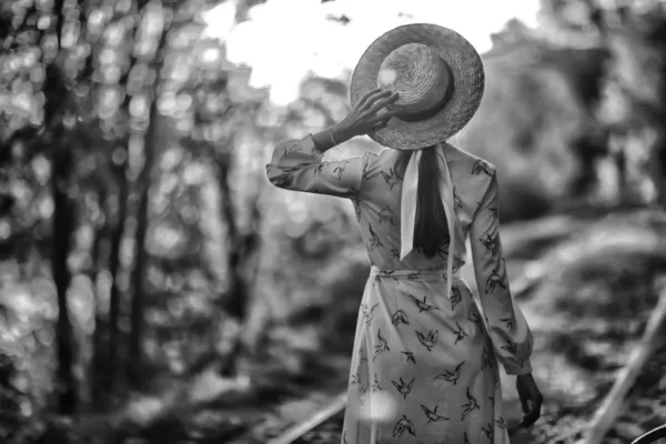 Photo Vintage Une Fille Sépia Portrait Noir Blanc Une Belle — Photo