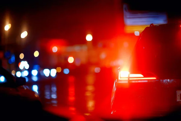 模糊抽象城市 散景车灯背景在夜市 交通堵塞 高速公路 夜生活 — 图库照片