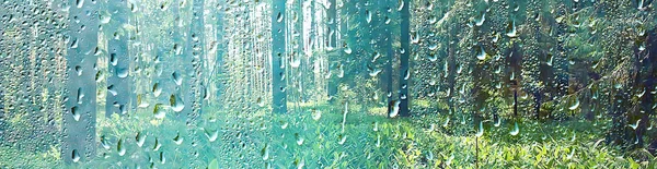 秋のガラス雨風景 抽象的な秋の景色 ガラス — ストック写真