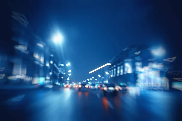 Embaçado Abstrato Cidade Bokeh Carro Luzes Fundo Noite Cidade Engarrafamentos — Fotografia de Stock