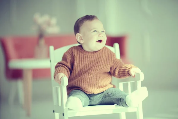 Alegre Bebé Sano Sonriendo Retrato Niño Pequeño Niño Pequeño Hijo — Foto de Stock