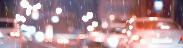 Pioggia Strada Ingorgo Astratto Sfondo Gocce Pioggia Città Autostrada Auto — Foto Stock