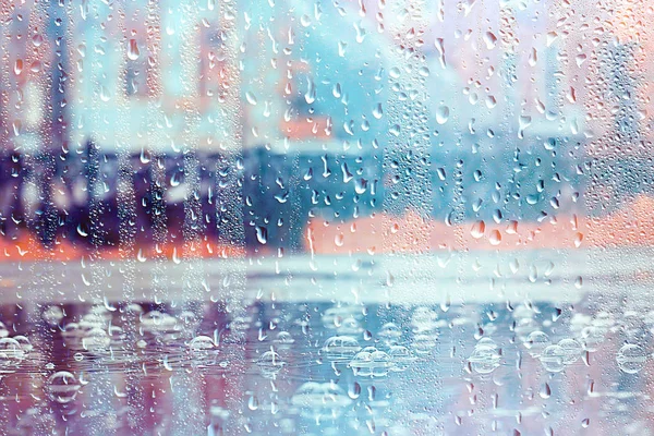 Autumn Glass Rain Landscape Abstract Autumn View Wet Weather Climate — Stock Photo, Image