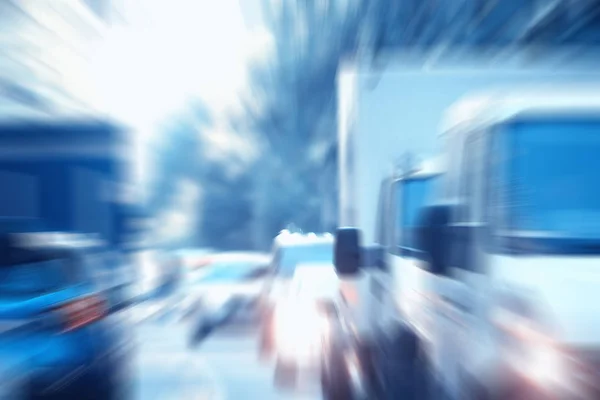 Coches Ciudad Movimiento Zoom Vial Fondo Difuminado Abstracto Concepto Transporte —  Fotos de Stock