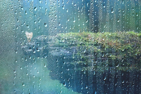 Höst Glas Regn Landskap Abstrakt Höst Utsikt Vått Väder Klimat — Stockfoto