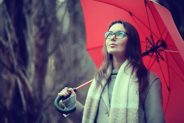 Happy Girl Autumn View Girl View Happiness Autumn Landscape — стоковое фото