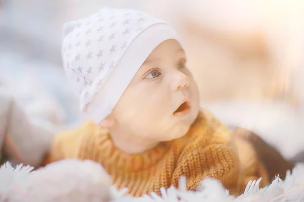 Småbarn Barn Ljus Studio Liten Pojke Spädbarn Vackra Friska Barn — Stockfoto