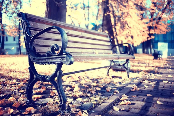 Stół Jesień Krajobraz Park Pejzaż Odpoczynek Samotny Park — Zdjęcie stockowe
