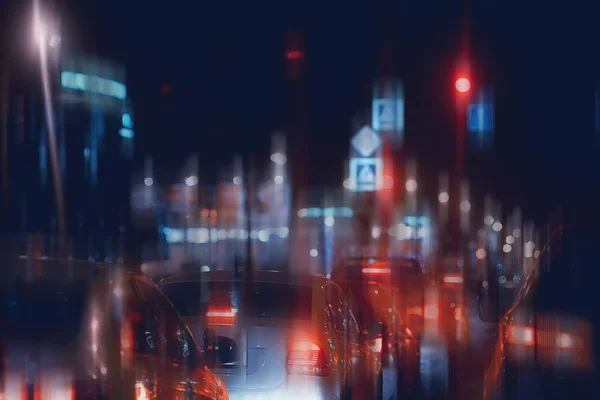 Embaçado Abstrato Cidade Bokeh Carro Luzes Fundo Noite Cidade Engarrafamentos — Fotografia de Stock