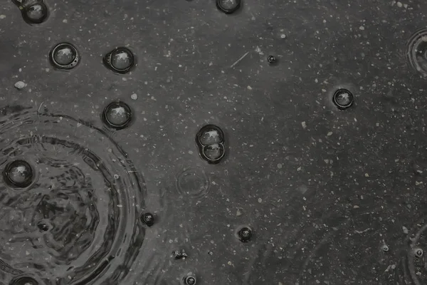 Fundo Poça Chuva Círculos Gotas Uma Poça Textura Com Bolhas — Fotografia de Stock