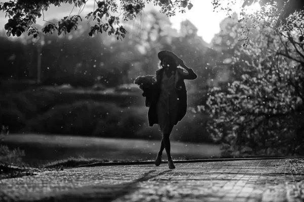 Photo Vintage Une Fille Sépia Portrait Noir Blanc Une Belle — Photo