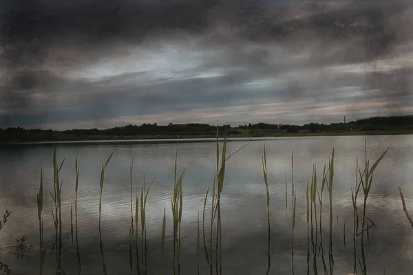 Otoño Sombrío Lago Tristeza Estrés Otoño Naturaleza Del Paisaje Estacional —  Fotos de Stock