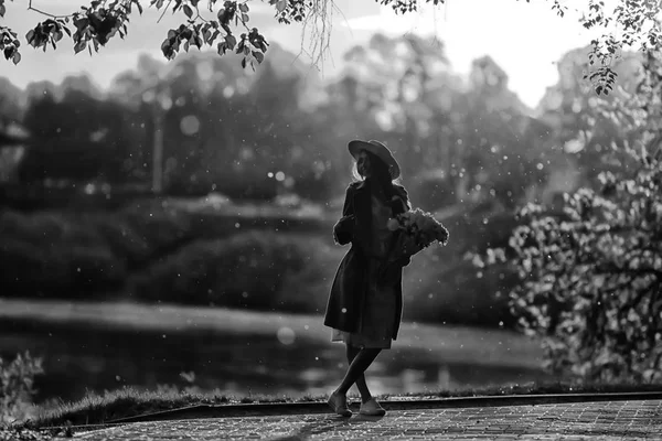 Vintage Photo Girl Sepia Black White Portrait Beautiful Young Woman — Stock Photo, Image