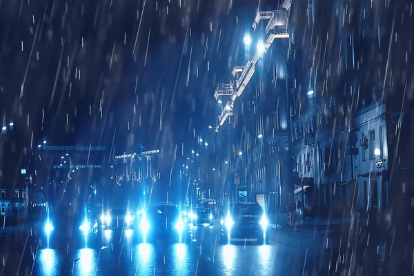 Капли Стеклянной Автодороге Дождь Осенней Ночью Абстрактный Осенний Фон Городе — стоковое фото