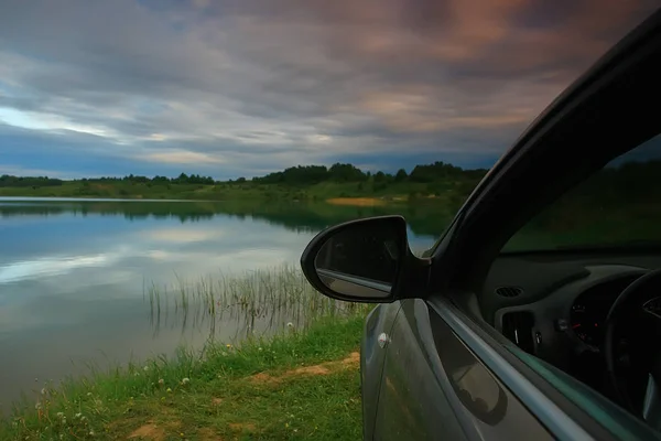 Outono Sombrio Lago Tristeza Estresse Outono Natureza Paisagem Sazonal Lago — Fotografia de Stock