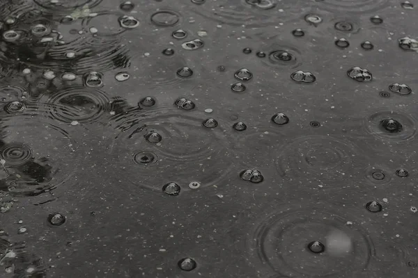 Fondo Charco Lluvia Círculos Gotas Charco Textura Con Burbujas Agua —  Fotos de Stock